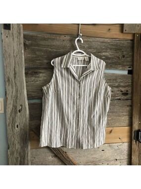 CARROLL Reed plus size 18 sleeveless button down blouse